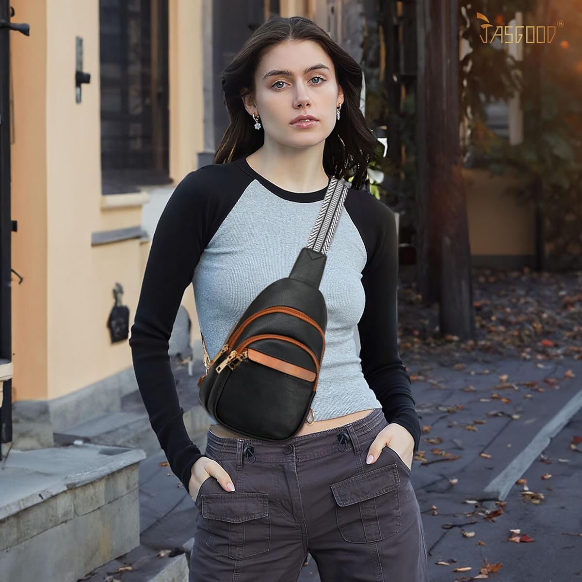 PALAY Chest Bag Unisex Crossbody Bag Men Women Shoulder Bag PU Bag with Woven Print Quick Release Adjustable Strap, Stylish Chest Bag for Commuting, Travel, Outdoor Activities, Cycling (Black) PALAY Chest Bag Unisex Crossbody Bag Men Women Shoulder Bag PU Bag with Woven Print Quick Release Adjustable Strap, Stylish Chest Bag for Commuting, Travel, Outdoor Activities, Cycling (Black)